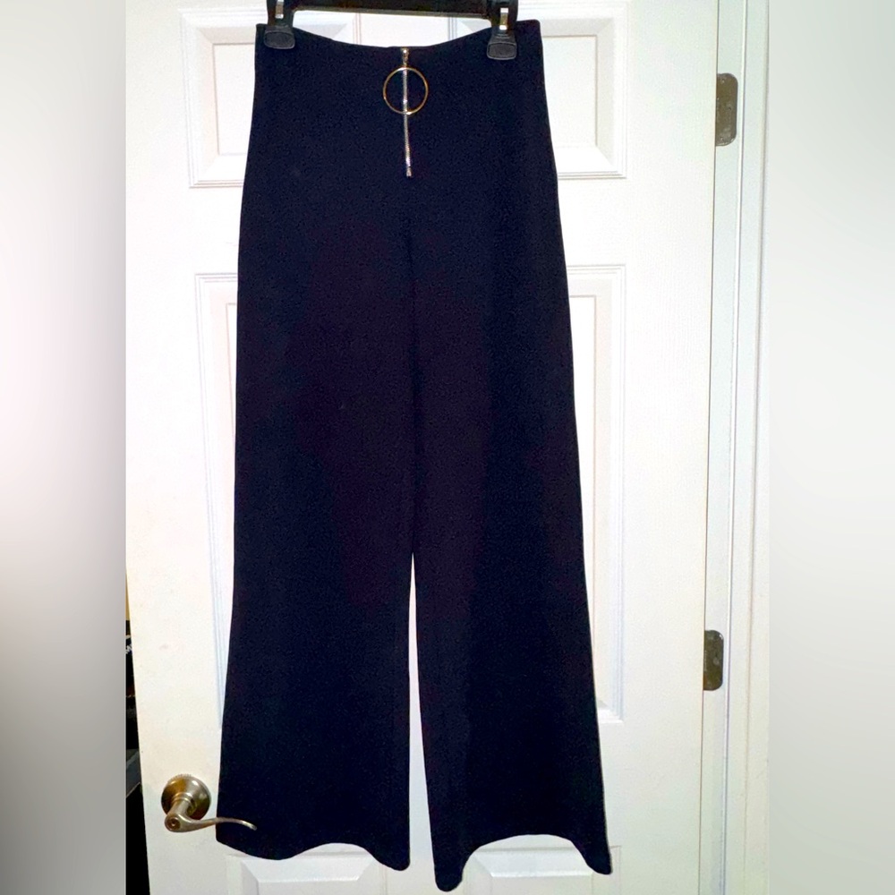 Navy Blue Wide Dress Pants with Circle Zipper Size M